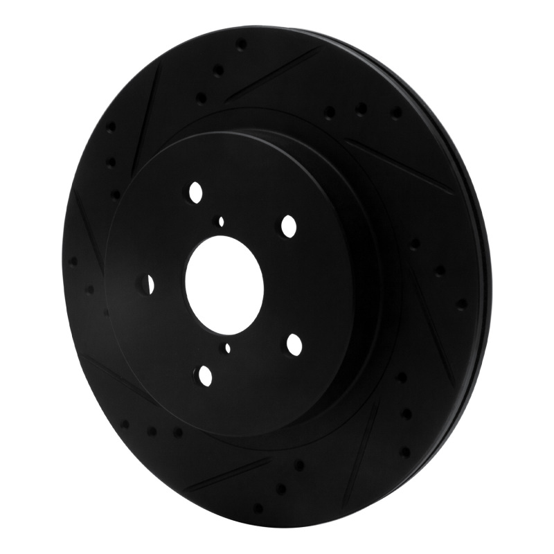 Subaru Outback Brake Rotor (1) - Rear Left - R1 Concepts - Drilled & Slotted - Black - `15-`25